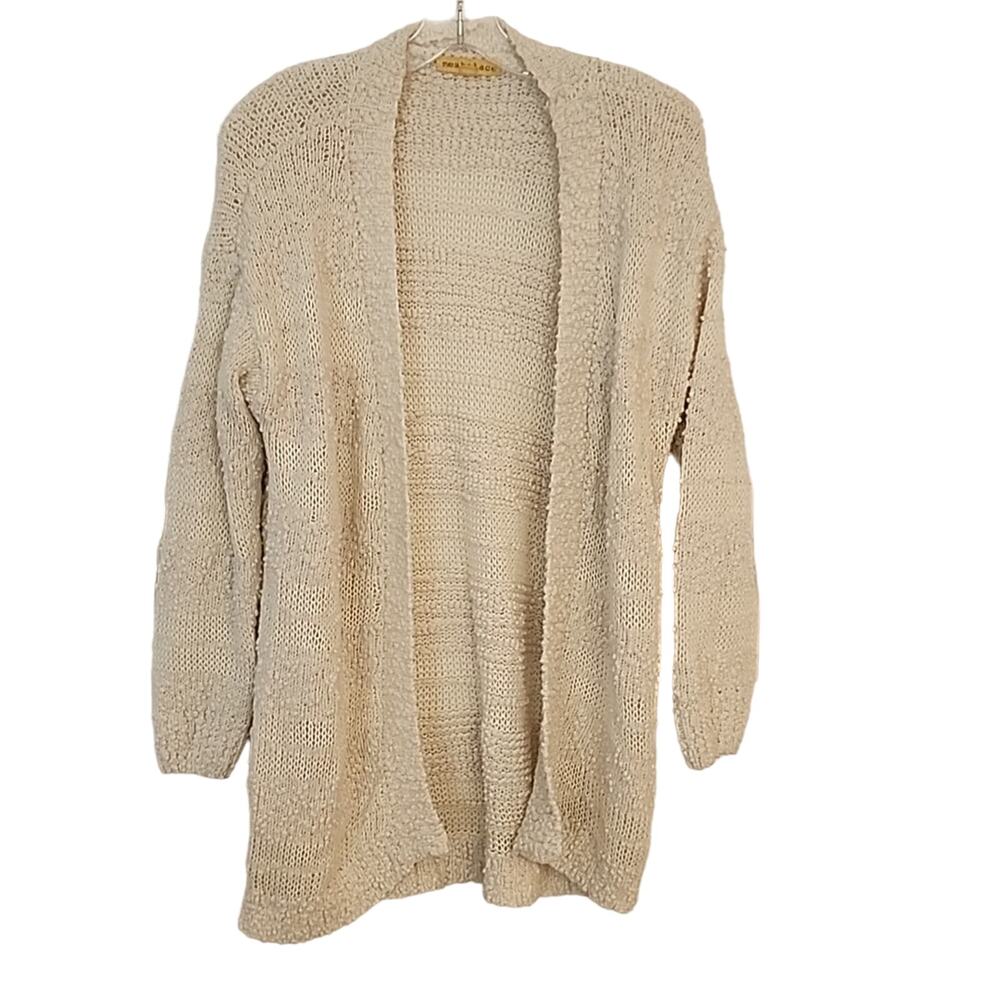 Mesh + Lace Cream Fuzzy Cardigan, XL